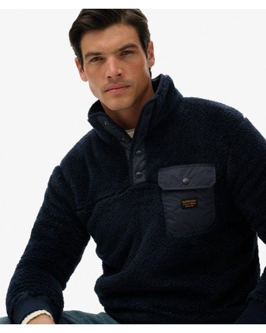 Superdry Blue & Co High Pile Fleece Henley Jumper for men