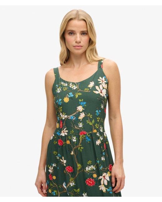 Superdry Geweven Gelaagde Maxi-jurk in het Green