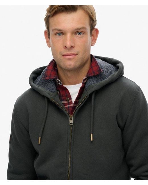 Superdry Hoodie Met Borgvoering En Rits in het Black voor heren