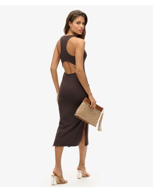 Superdry Brown & Co Scoop Neck Jersey Midi Dress