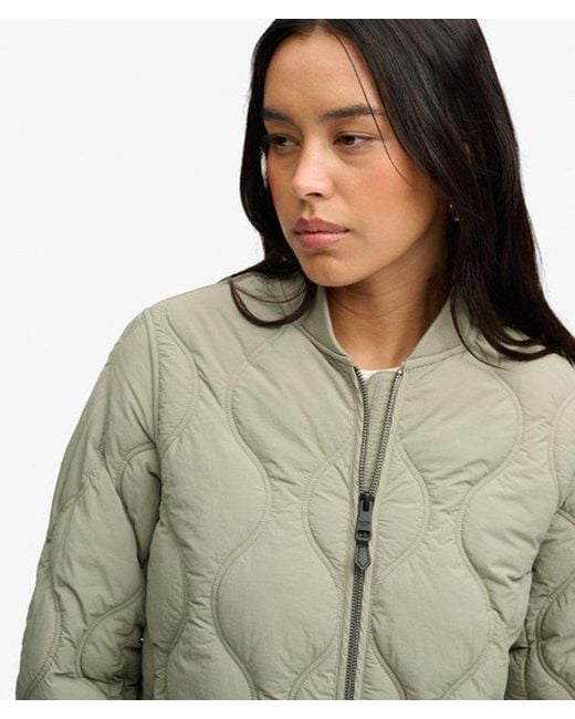 Superdry Green Longline Onion Quilt Liner Jacket