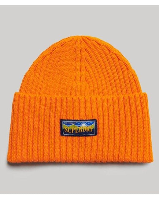 Superdry Orange Wool Blend Radar Beanie