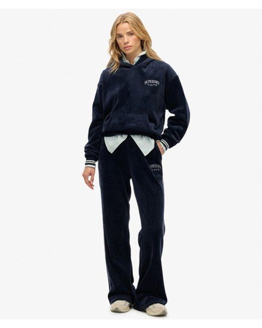 Superdry Blue & Co Country Club Velour Relaxed Hoodie