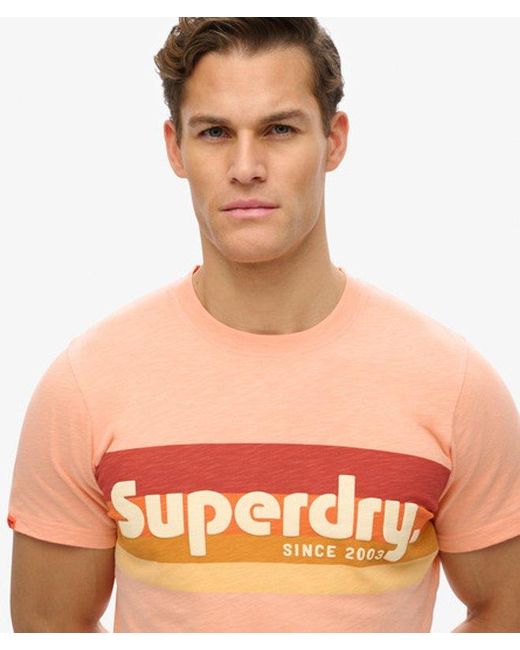 Superdry Red Terrain Logo Stripe Relaxed T-shirt for men