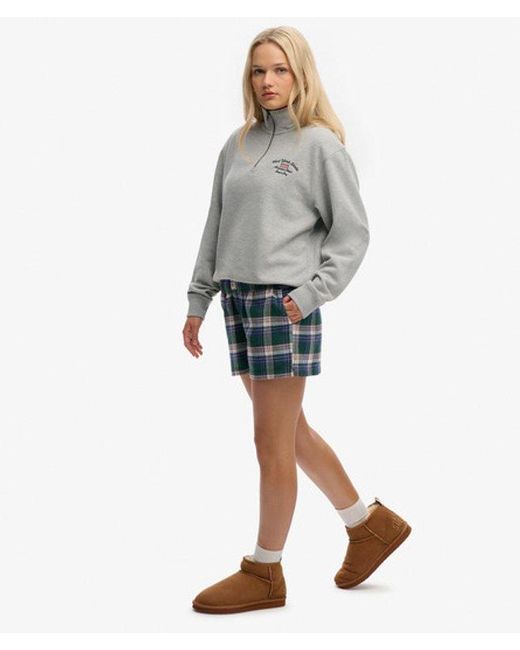 Superdry Green & Co Cotton Check Elastic Shorts