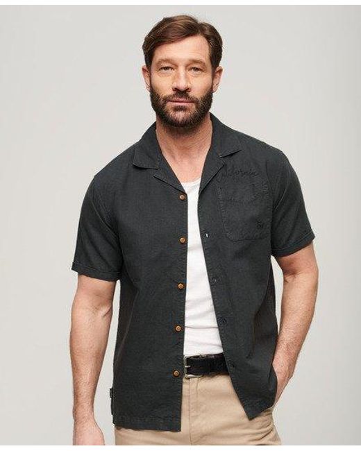 Superdry Black Resort Short Sleeve Shirt for men