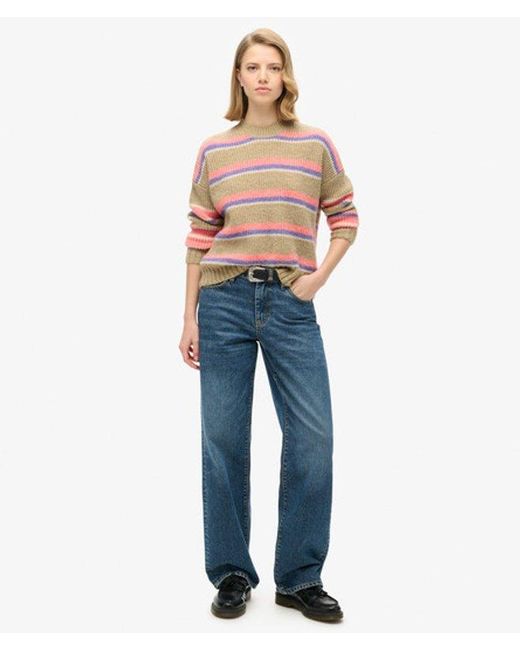 Superdry Blue & Co Ladies Classic Multi Stripe Crew Jumper