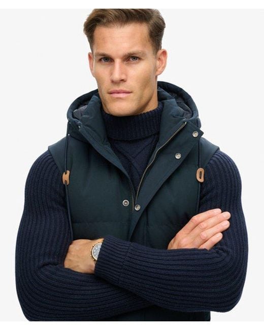 Superdry Blue & Co Everest Hooded Puffer Gilet for men