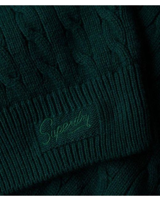 Superdry Green & Co Cable Knit Oversized V Neck Jumper