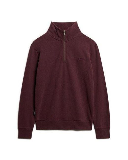 Superdry Red Essential Logo Henley Sweatshirt for men