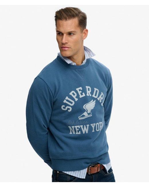 Superdry Blue & Co Athletic Essentials Crew Sweatshirt for men