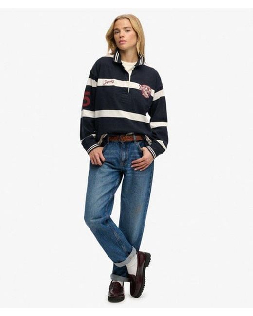 Superdry Blue & Co Crest Stripe Rugby Top