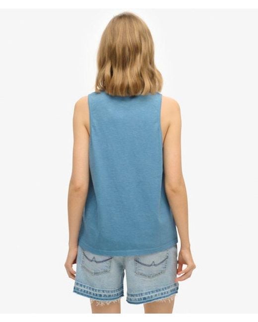 Superdry Blue & Co Essential Logo Garment Dye Vest Top