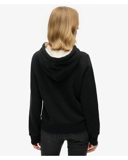 Sweat à capuche et logo métallisé luxe Superdry en coloris Black