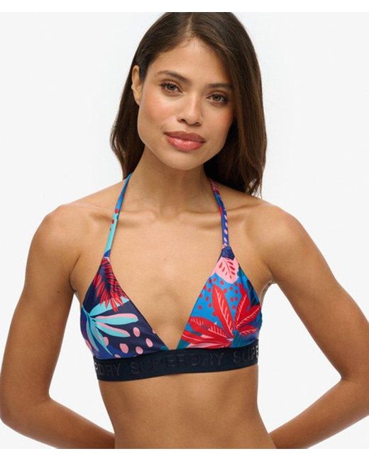 Femme Haut De Bikini Triangle À Logo Taille Superdry en coloris Red