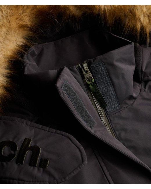 Superdry Blue Bench X & Co Bench Faux Fur Hooded Windcheater Jacket