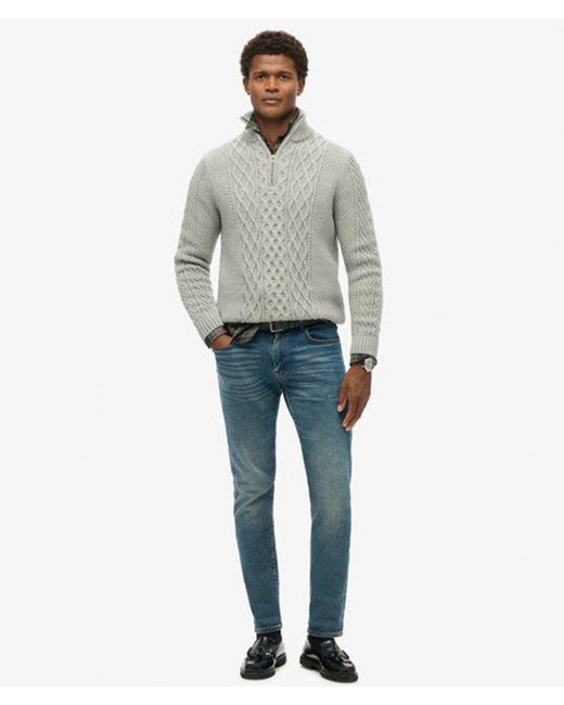 Superdry Gray & Co Jacob Cable Knit Half Zip Jumper for men