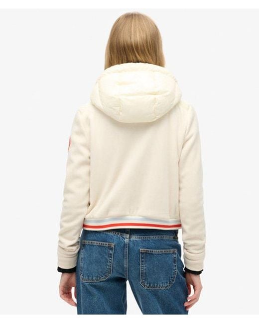 Superdry Storm Fuji Hybrid Bomberjack Met Capuchon in het White
