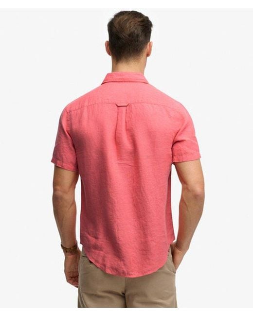 Superdry Red & Co Riviera Short Sleeve Linen Shirt for men