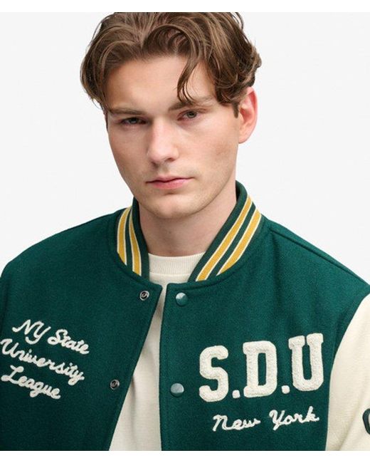 Superdry Green & Co Vintage Patched Varsity Jacket for men