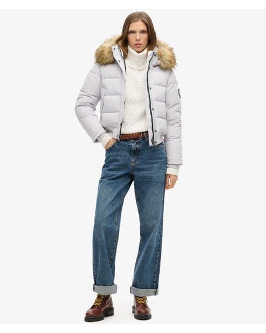 Superdry Gray Everest Hooded Bomber Jacket