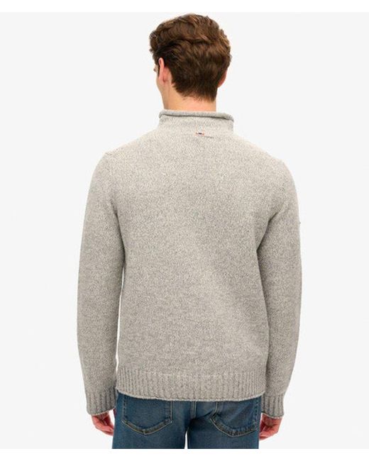Superdry Gray 90S Roll Neck Jumper for men