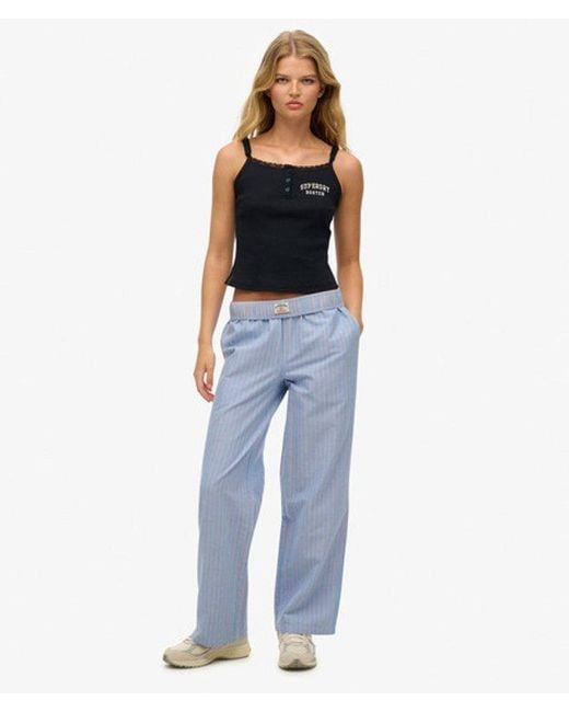 Superdry Blue & Co Organic Cotton Stripe Elasticated Trousers
