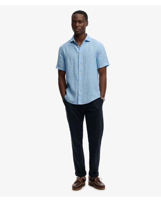 Superdry Blue & Co Riviera Short Sleeve Linen Shirt for men