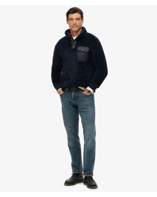 Superdry Blue & Co High Pile Fleece Henley Jumper for men