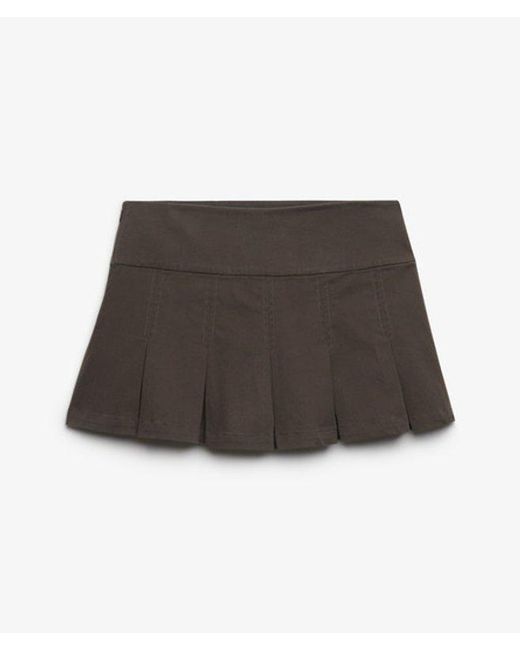 Superdry Gray Bench X & Co Bench Logo Pleated Twill Mini Skirt