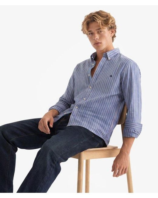 Superdry Blue & Co Preppy Oxford Long Sleeve Shirt for men