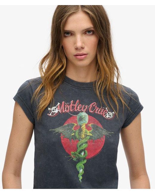 Superdry Gray & Co Motley Crue X & Co Cap Sleeve T-shirt