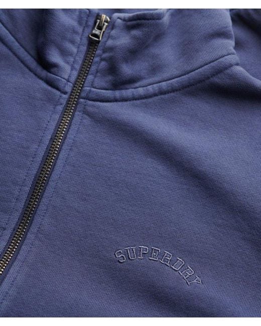 Superdry Blue & Co Essential Logo Garment Dye Half Zip Sweatshirt