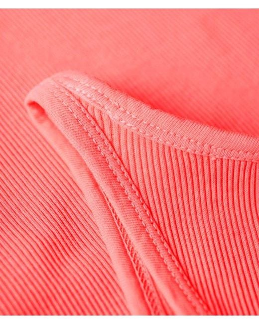 Superdry Pink & Co Cotton Slim Fit Embroidered Rib Racer Dress