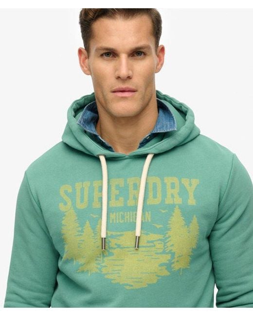Superdry Green Lo-Fi Outdoor Mono Relaxed Hoodie for men