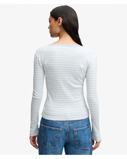 Superdry White & Co Athletic Essentials Striped Long Sleeve Top