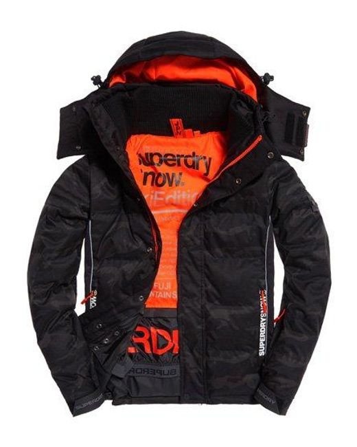 Superdry Black Snow Puffer Ski Jacket Shadow Camo for men