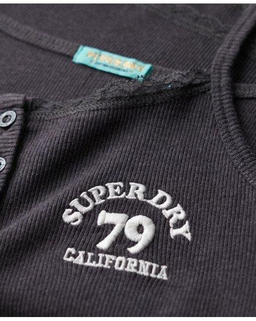 Athletic essentials button down cami top Superdry en coloris Black