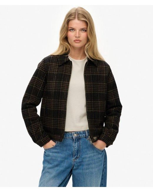 Superdry Blue & Co Checked Ranch Quilted Jacket