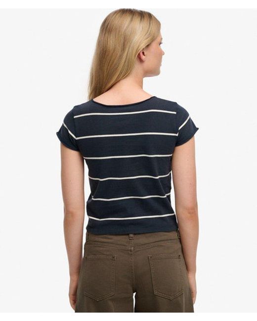 Superdry Blue & Co Athletic Essentials Gathered Pattern Top