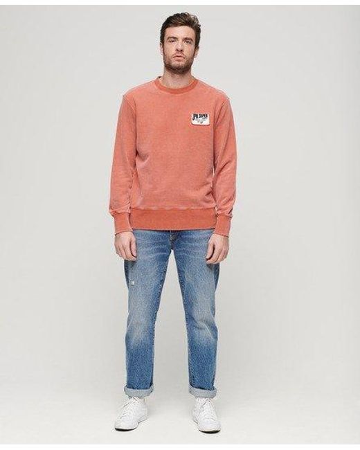 Superdry Orange Loose Fit Embroidered Logo Mechanic Crew Sweatshirt for men