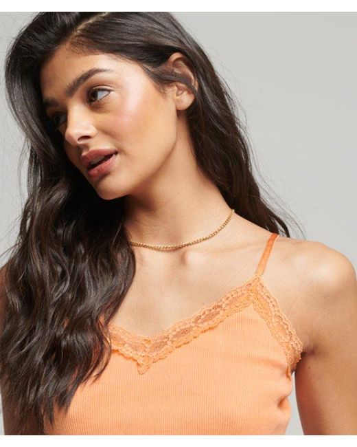 Superdry Orange & Co Rib Lace Trim Cami Top
