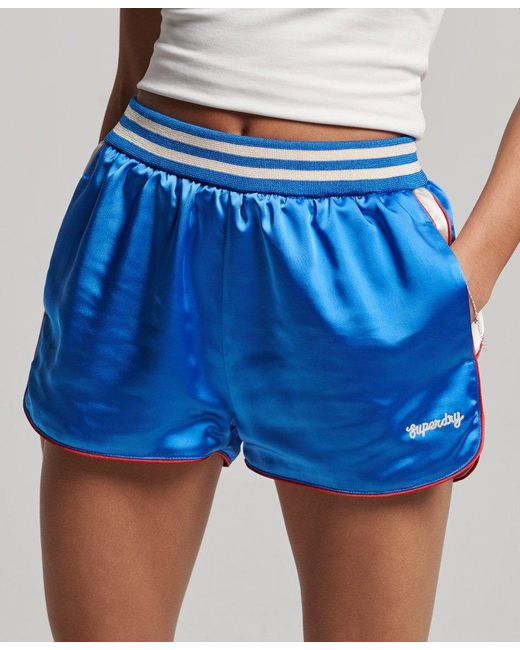 Superdry Classic Logo Embroidered Suika Racer Shorts in Blue | Lyst UK