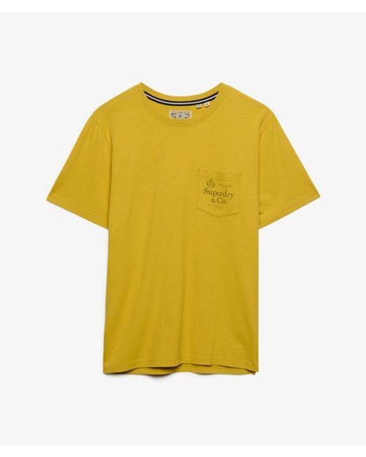 Superdry Yellow & Co Company Logo Relaxed Pocket T-shirt for men