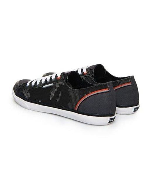 Superdry Black Low Pro Retro Trainers & Dot Camo/Charcoal for men