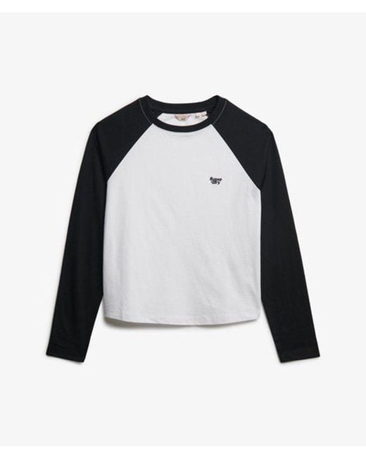 Superdry White & Co Essential Logo Long Sleeve Baseball Top