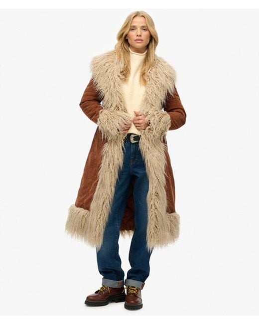 Superdry Natural Long Afghan Coat