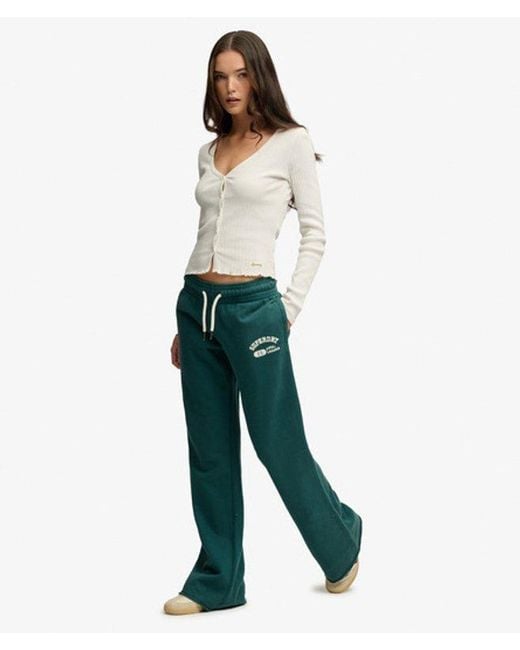 Superdry Green & Co Embroidered Athletic Essentials Low Rise Flare joggers