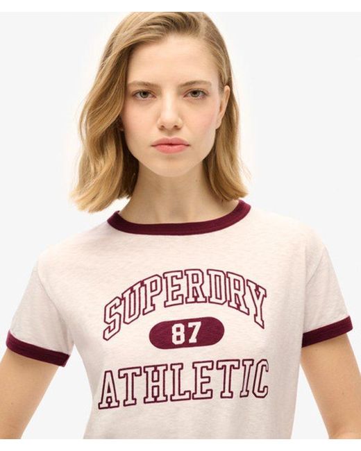 Superdry White Athletic Essentials Ringer Fitted Crew Neck T-shirt
