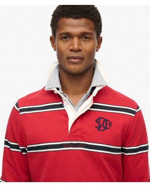 Superdry Gestreept Vintage Athletic Rugbyshirt in het Red voor heren